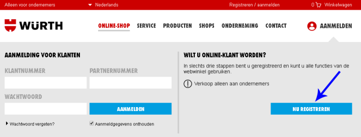 Klilk op registreren Klilk op registreren