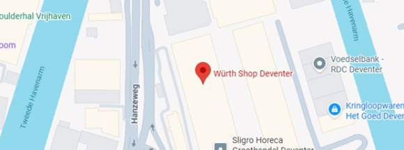 Kaart met daarop de locatie van Würth Shop Deventer